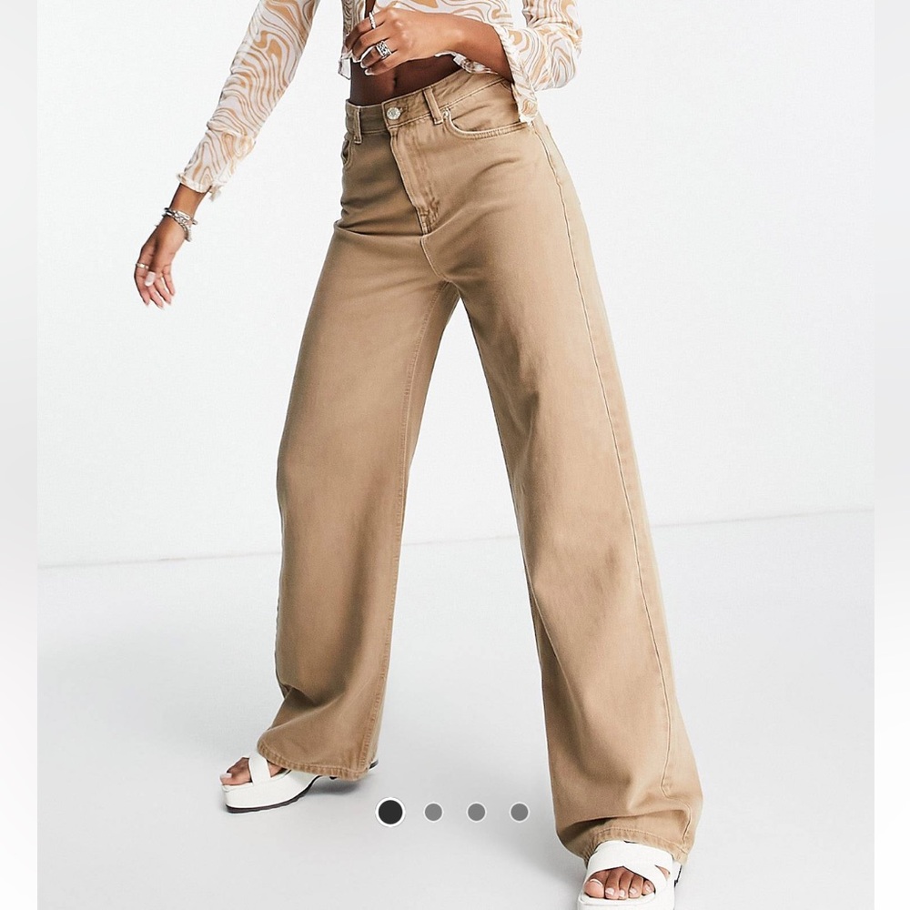 Womens tan high waist wide leg pants Size 10